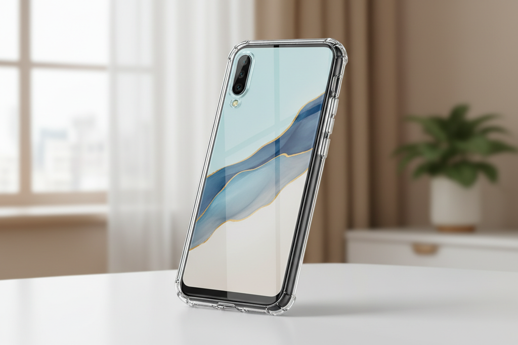 Huawei Y5 2019 with luxury transparent case lifestyle shot